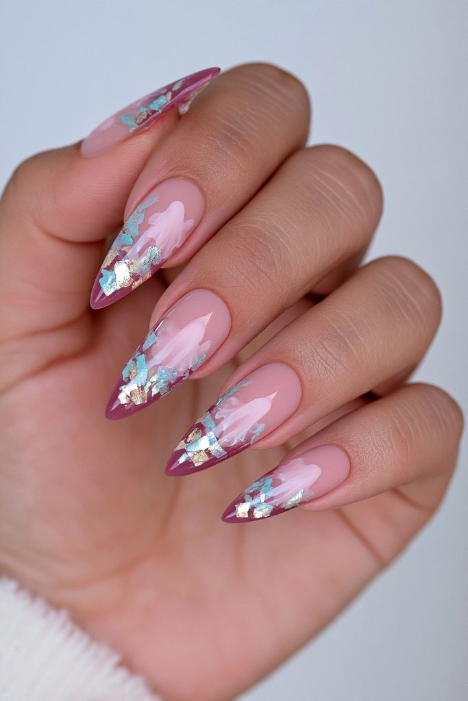 25 Almond Ghost Nails: Effortless Halloween Style 20 Foil-flecked phantom almond nails