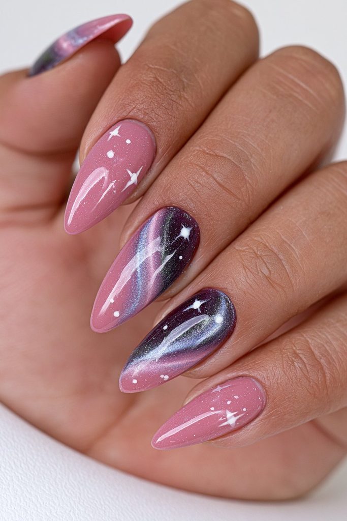 Galaxy Cat Eye Nails