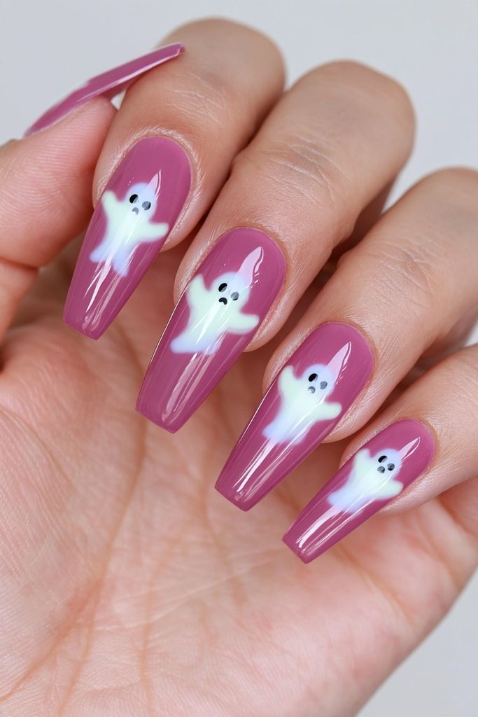 Glow-in-the-dark ghost coffin nails