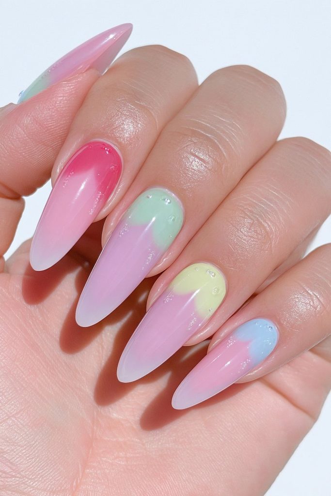 Colorful gumdrop candy Christmas nails