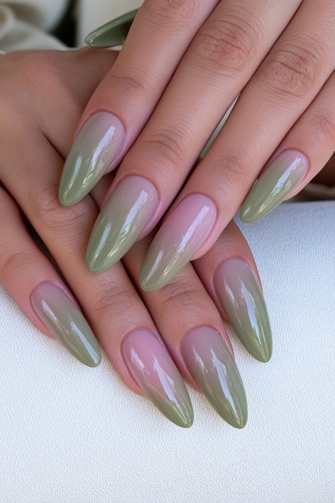 Hunter green solid nails with rich glossy autumn finish