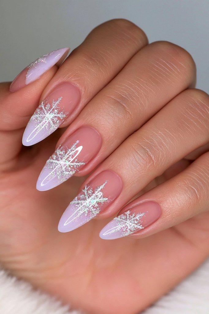 Icy blue snowflake negative space
