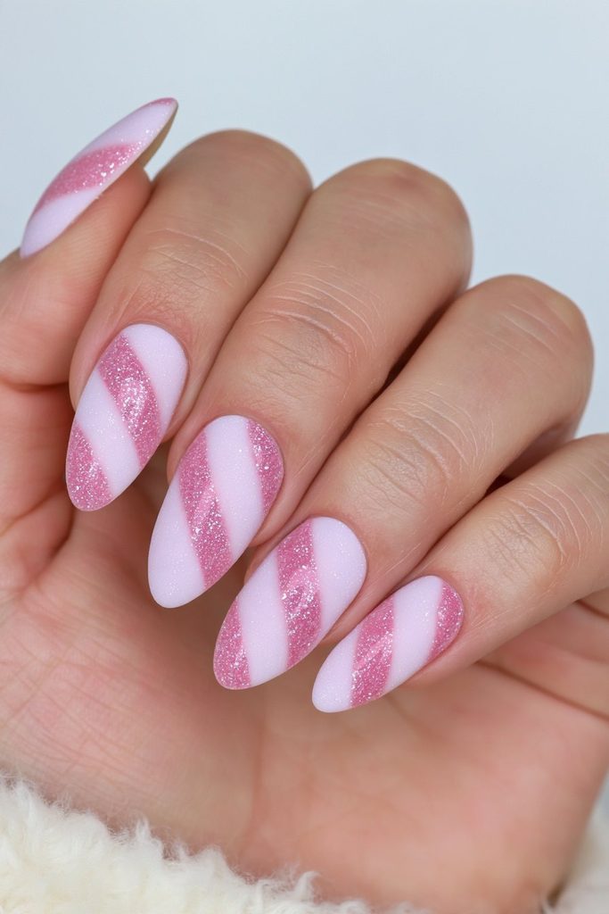 20 Candy Cane Nail Designs for Easy, Festive DIY Manicures 14 Matte glossy candy cane stripes