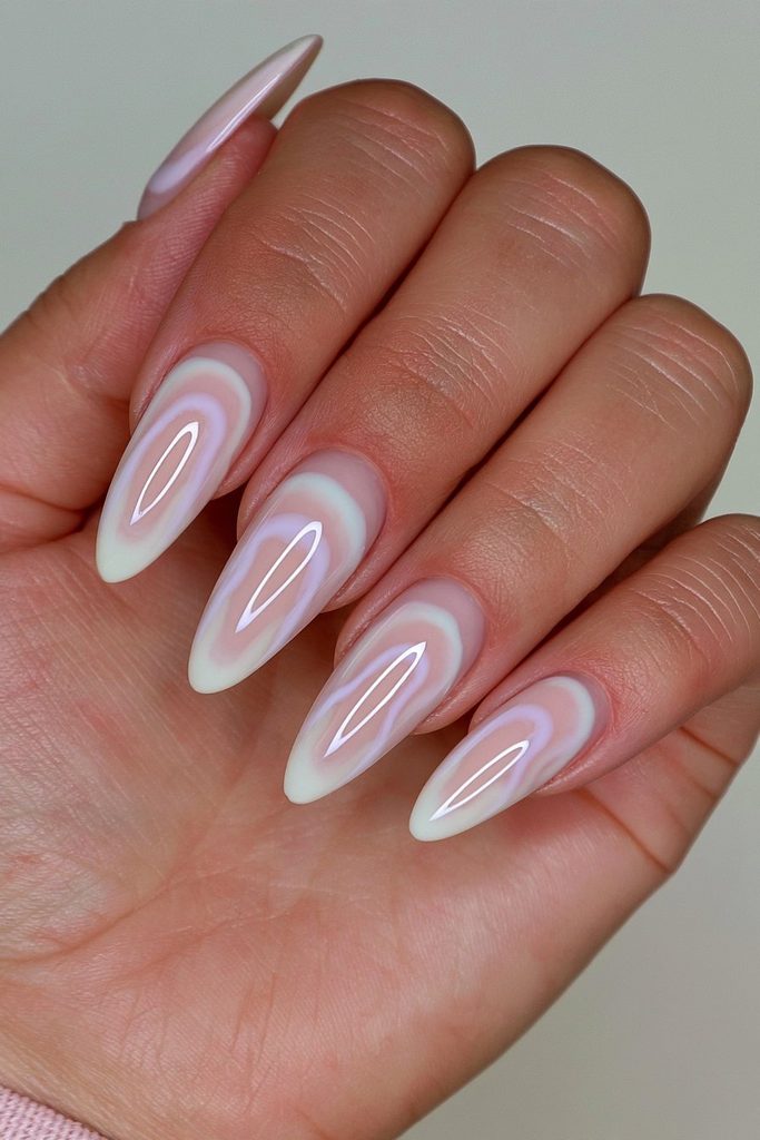 25 Almond Ghost Nails: Effortless Halloween Style 13 Milky white ghost wash almond nails