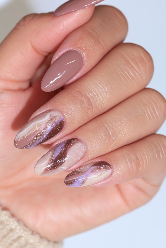 22 Hot Chocolate Nails to Warm Up Your Cozy Season Manicure 21 Mixed-media chocolate box manicure