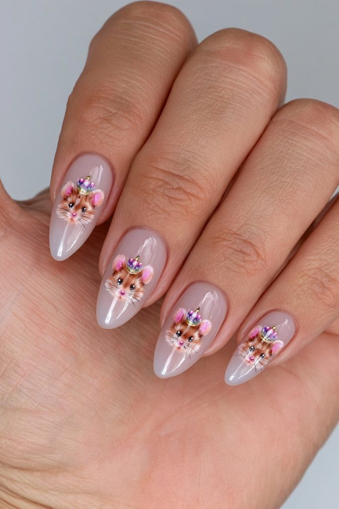 Mouse King cartoon nail art