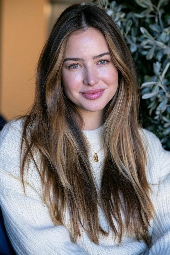 Multi-tonal chai balayage hair