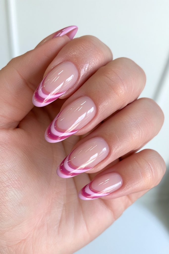 20 Soft, Glossy Sugar Plum Nails for Short Lengths 11 Negative-space swoop French plum nails