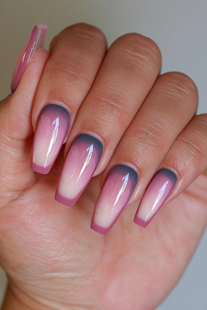 Ombré ghost fade coffin nails