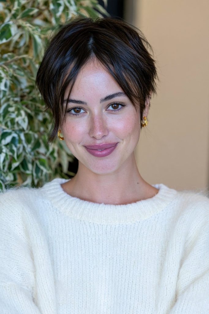 Curtain bangs pixie bob