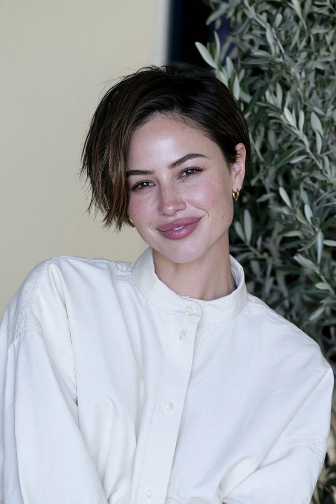 Side-swept bangs pixie bob
