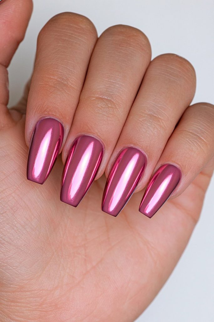 Red chrome spooky nail manicure