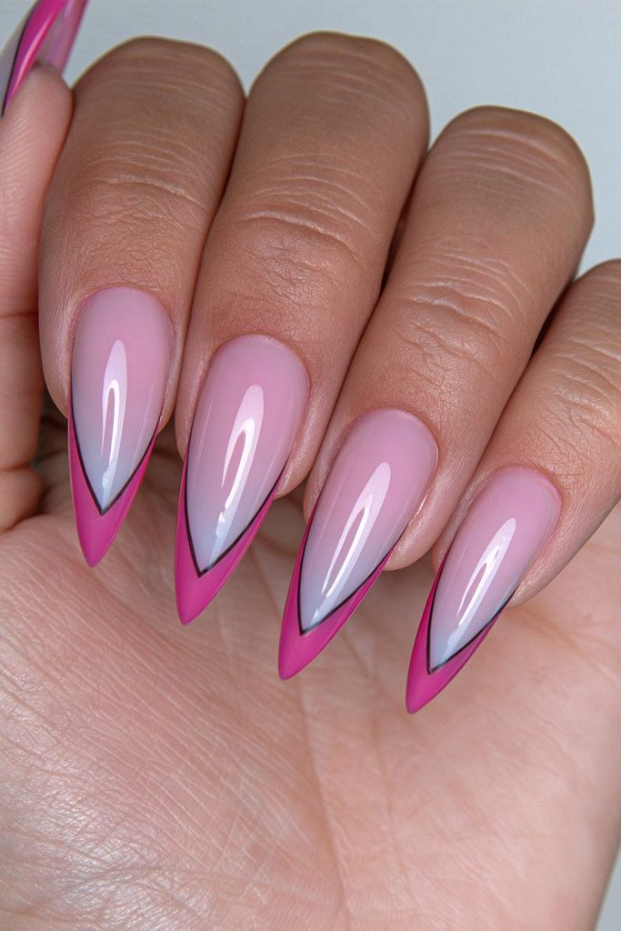 Red French tips with black outline