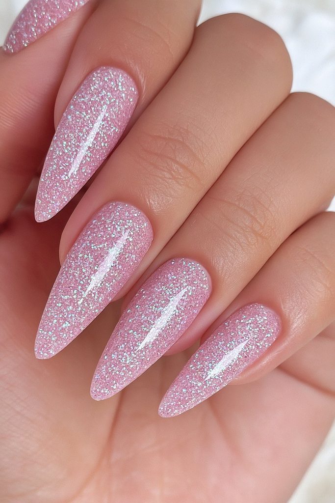 Sparkling rose gold glitter nails