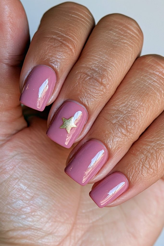 Cherry red nails gold star