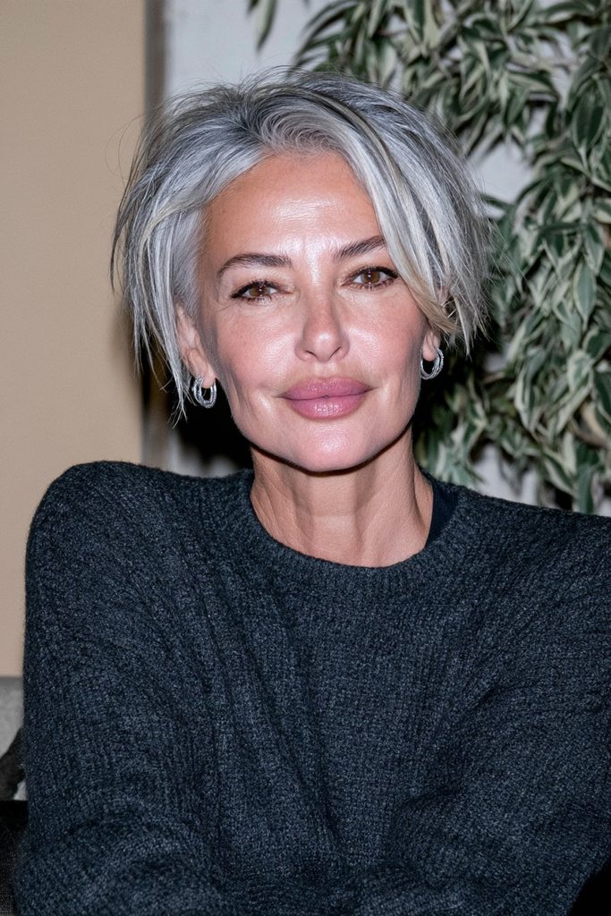 Silver pixie bob hairstyle