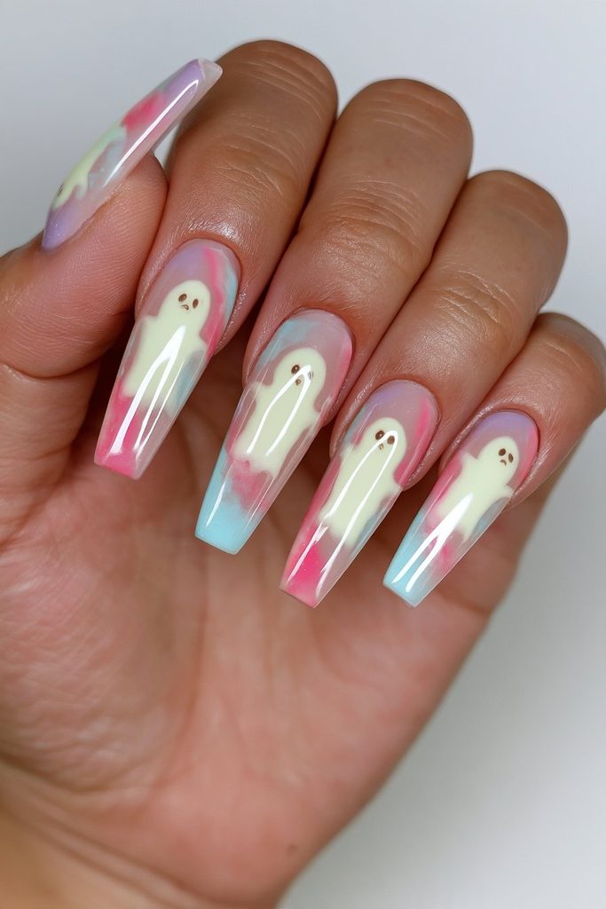 Soft pastel phantom coffin nails