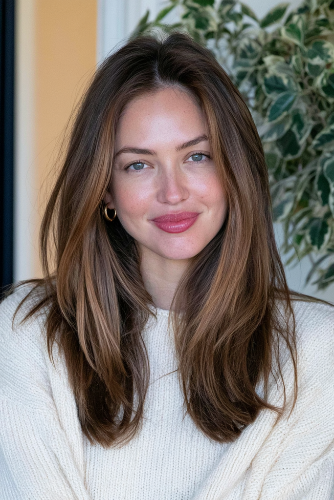 Toffee brown caramel ribbon highlights