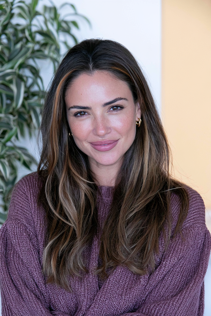 Toffee peekaboo hair highlights