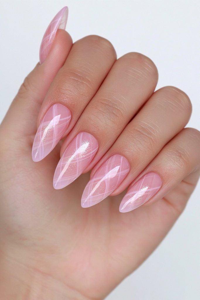 Delicate tulle overlay nail design