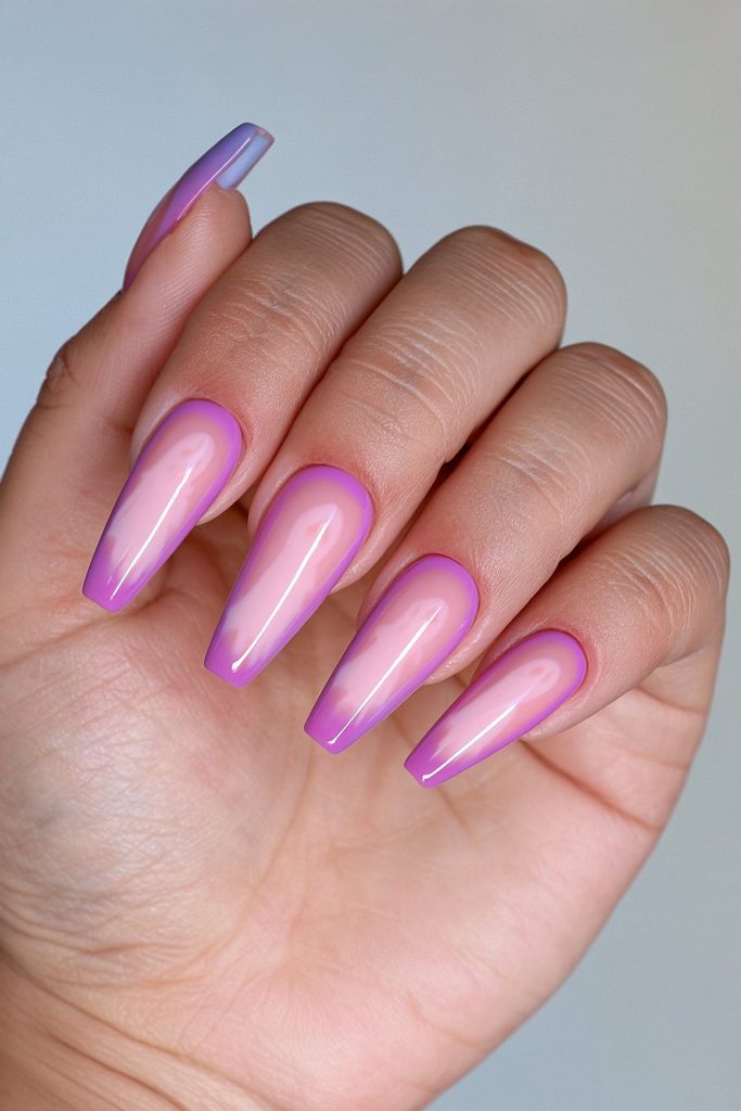 Two-tone purple phantom coffin nails