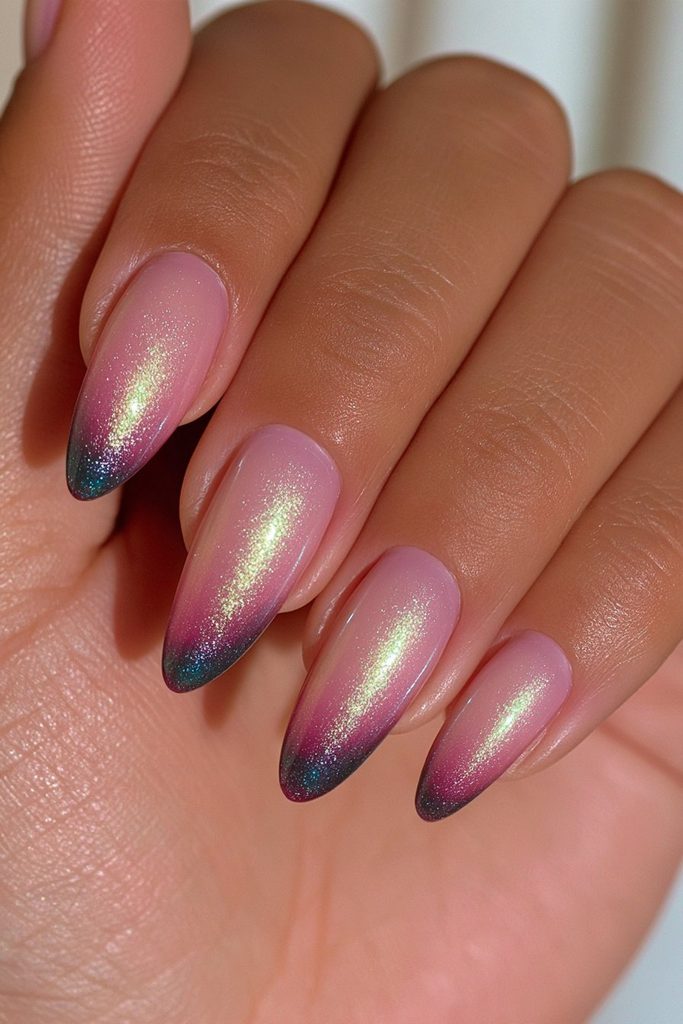 Whimsigoth aura almond nail design