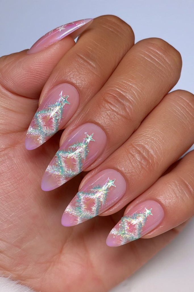 Zigzag tinsel Christmas tree nails