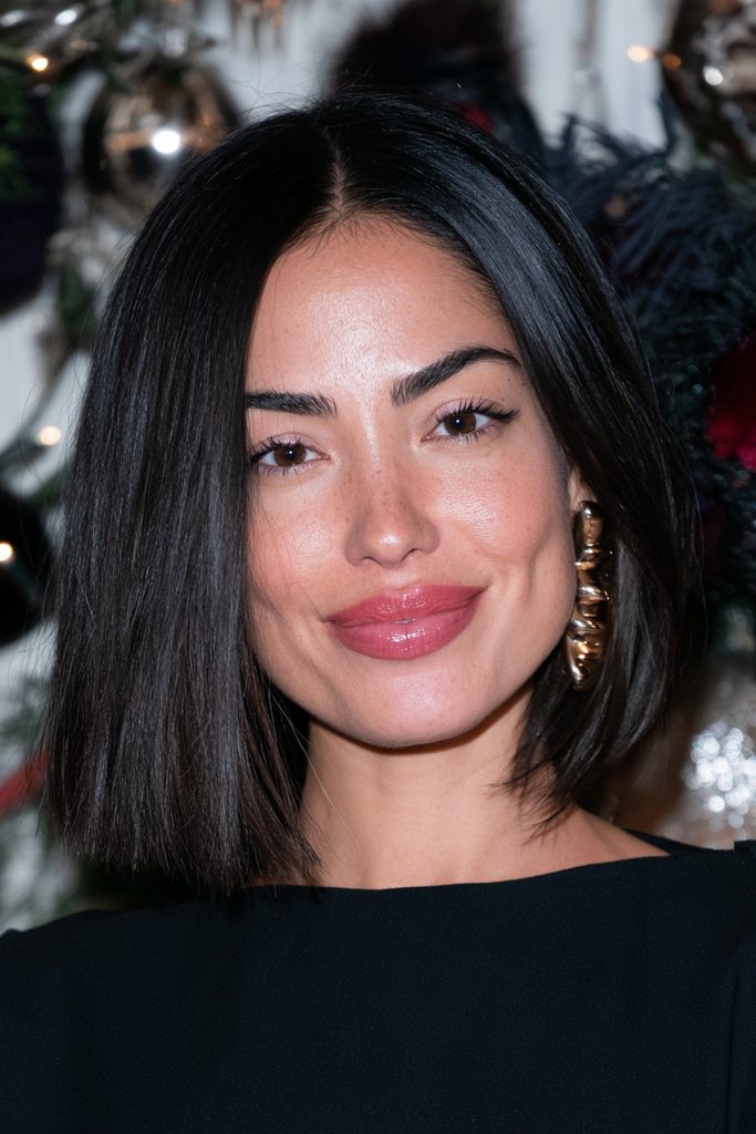 Asymmetrical bob festive straight hairstyle
