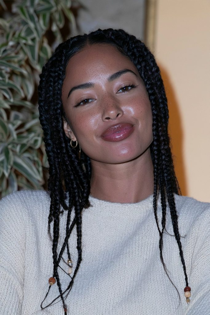 Beaded box braids with accessories
