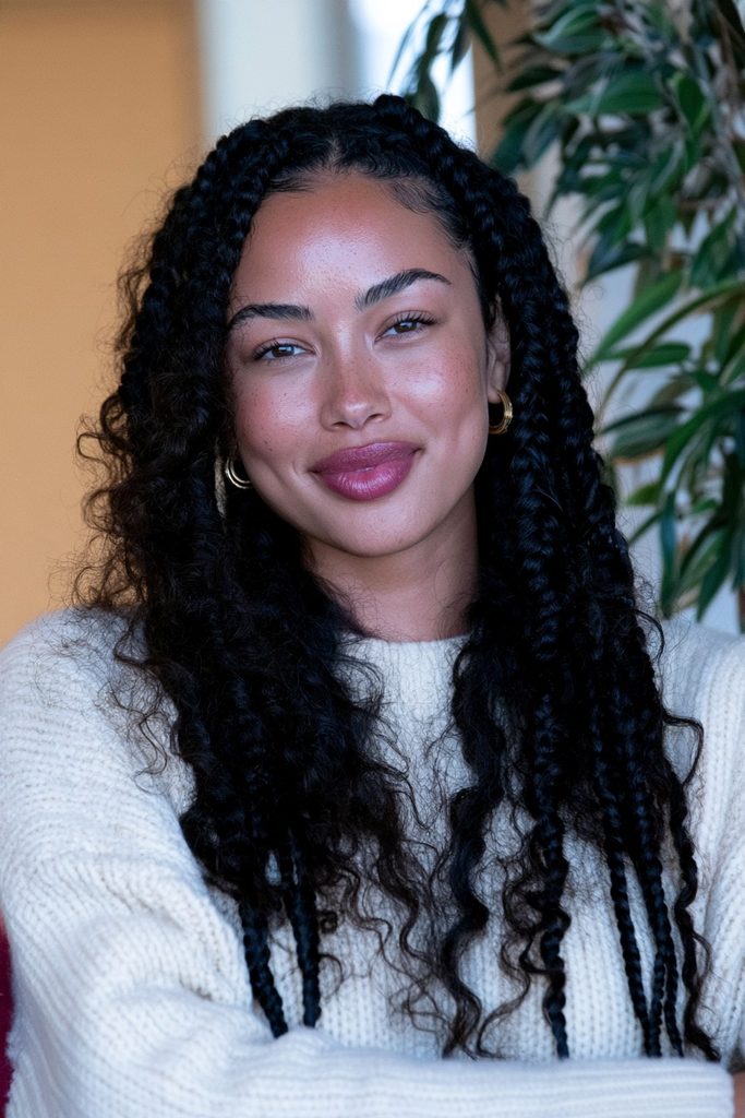 Boho braids with curly ends