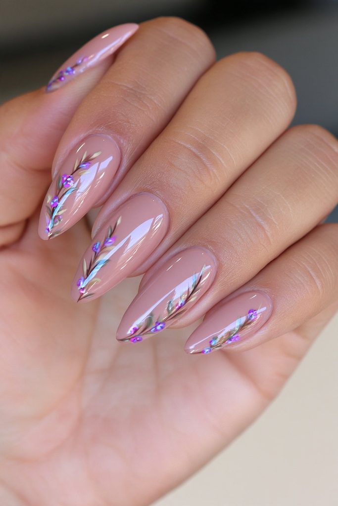 25 Mocha Mousse Nails Ideas for a Cozy, Creamy Manicure 18 Botanical mocha mousse nail art