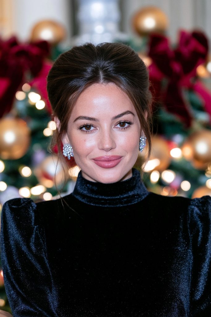 Soft beehive bouffant Christmas updo