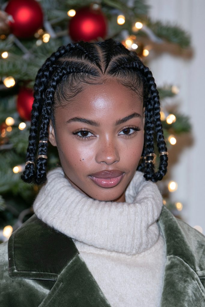 Short box braid bob Christmas hairstyle