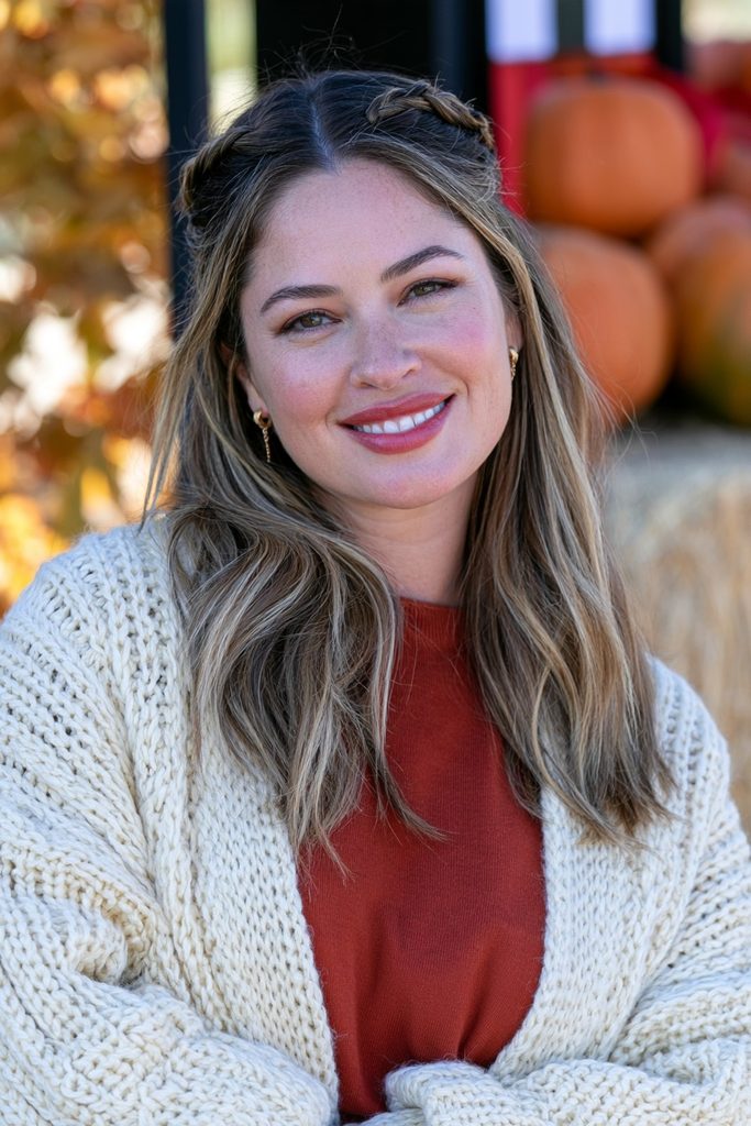 22 Easy Pumpkin Patch Hairstyles That Feel Cozy 4 Braided half-up face-framing mini braids