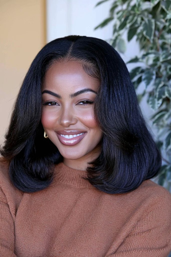 Rounded bubble quick weave bob hairstyle