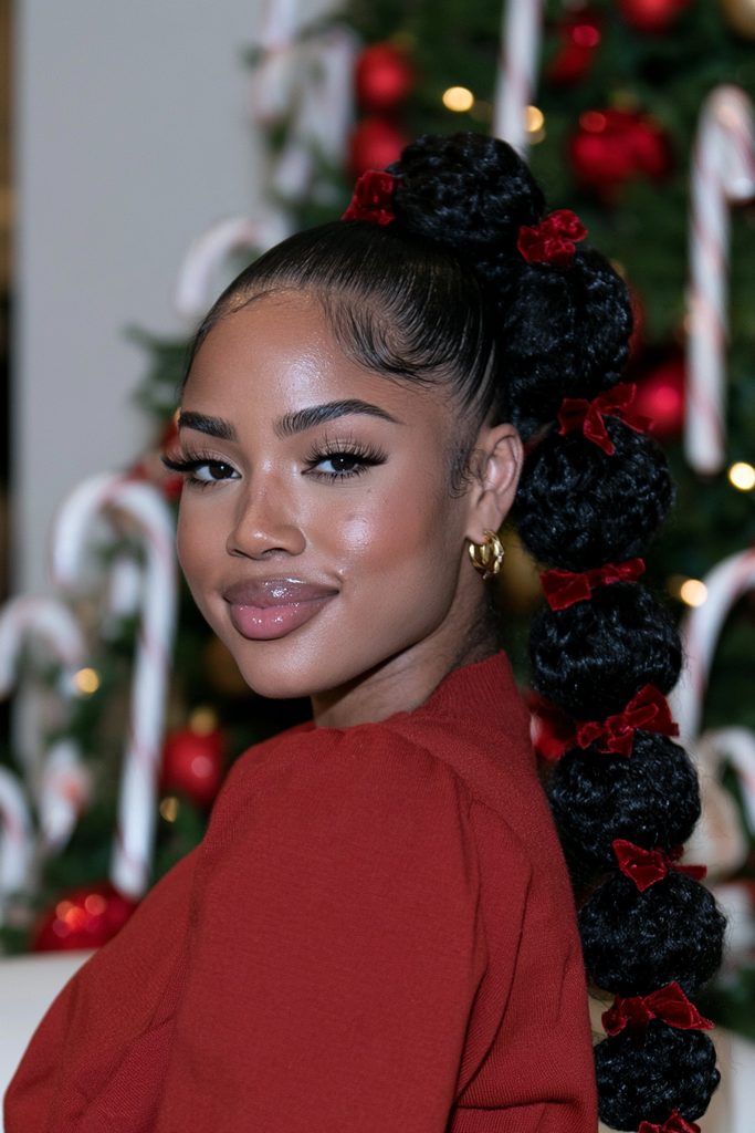 Bubble braid ponytail festive hairstyle