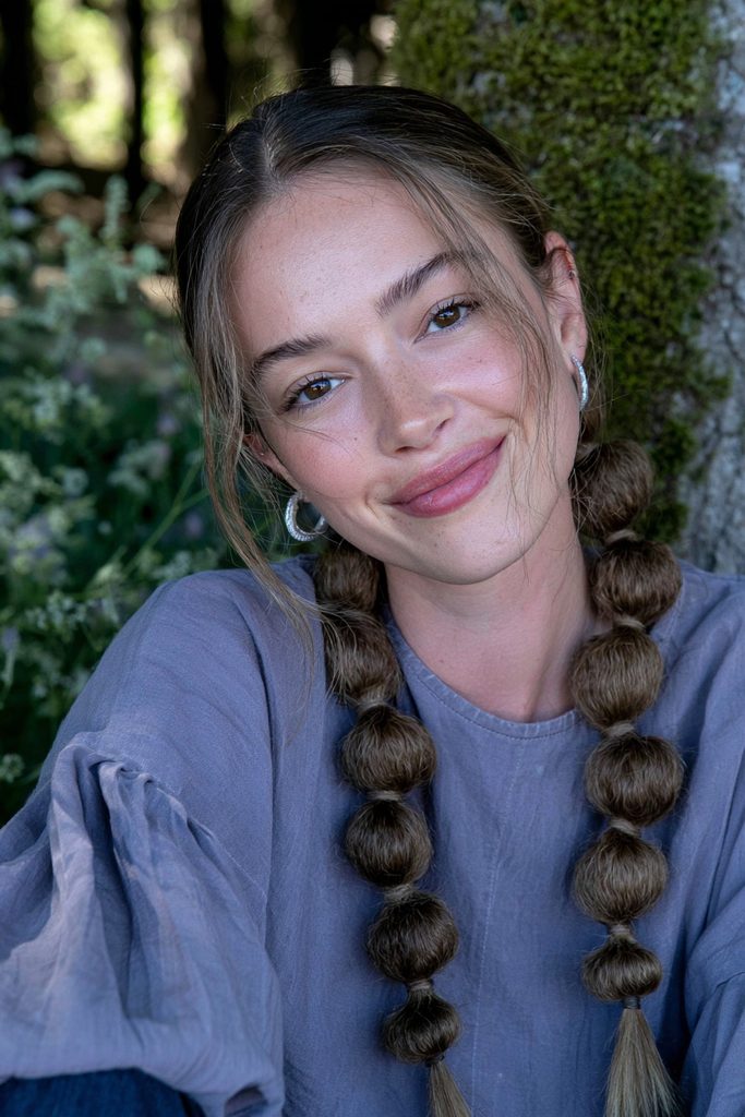 Bubble braids with wispy face-framing pieces