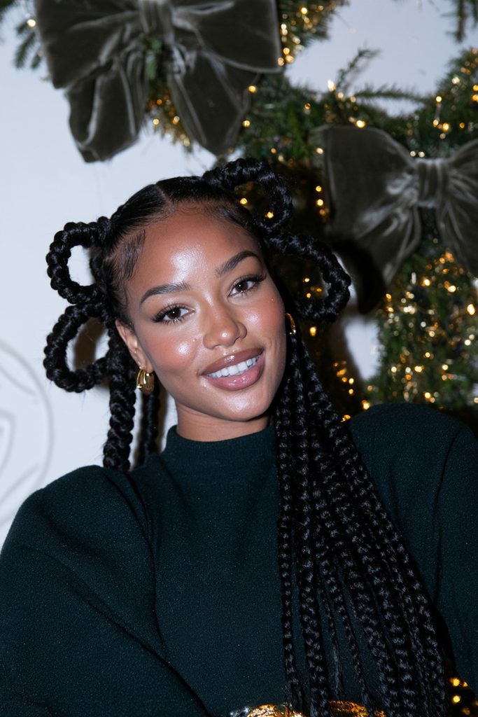 Butterfly stitch braids Christmas hairstyle
