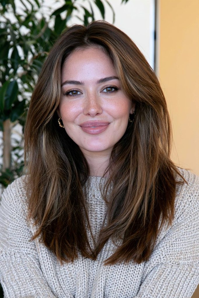 Caramel chestnut brown hair