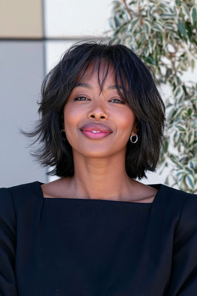 Choppy quick weave bob with fringe