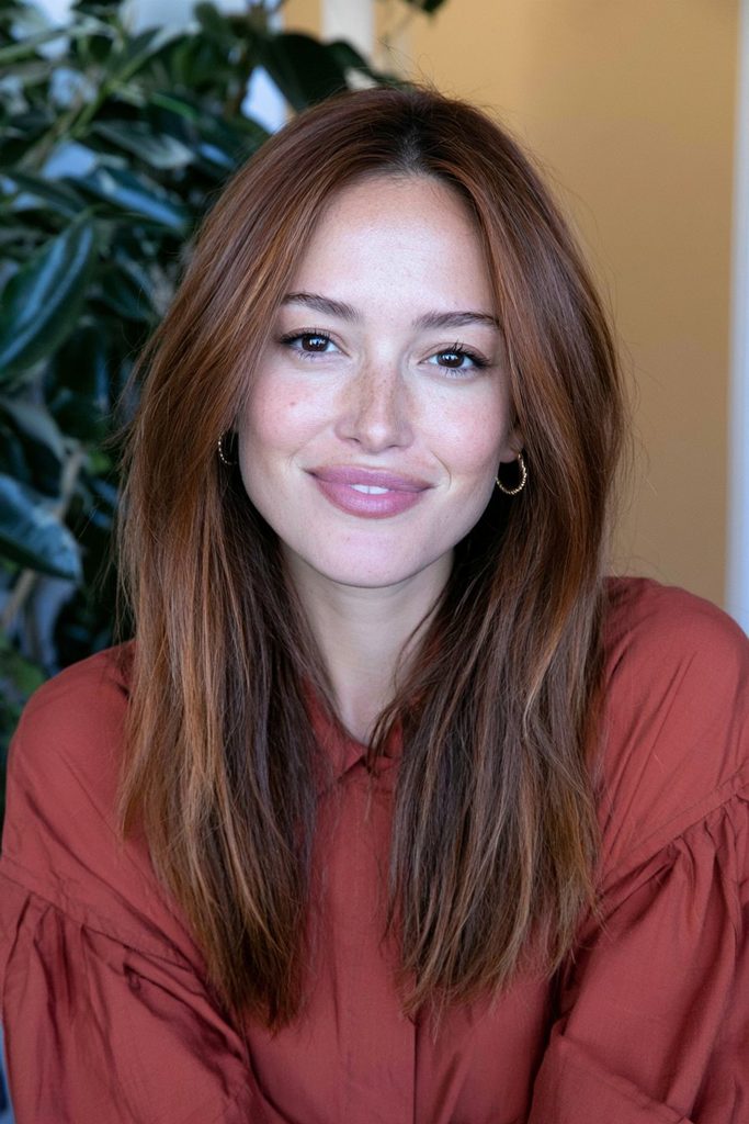 Copper chestnut brown hair color