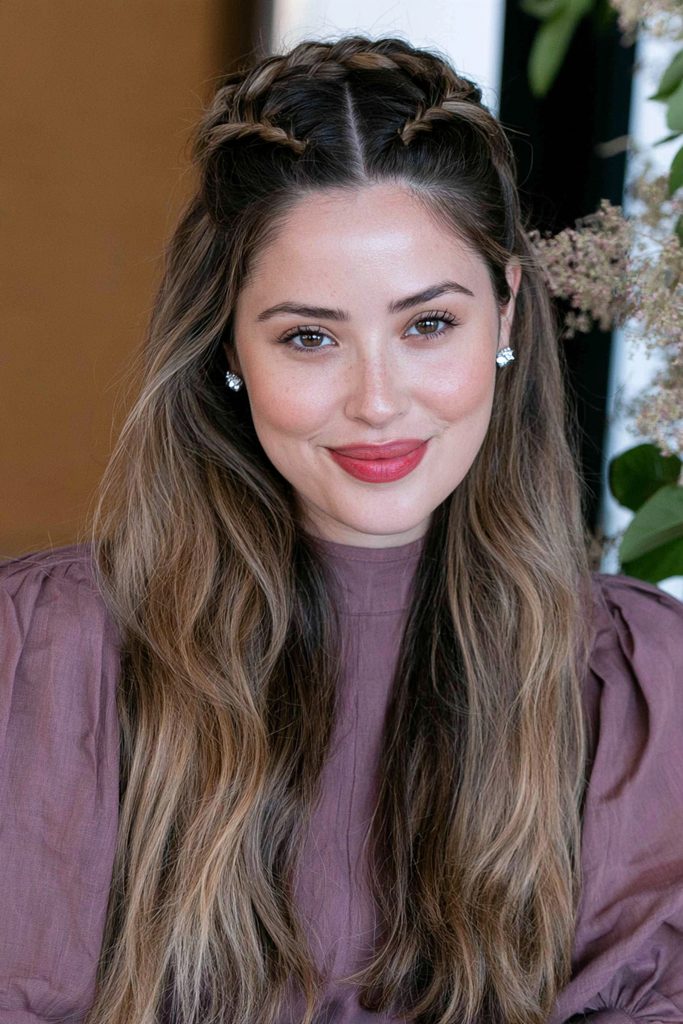 Criss-cross braided half-up elf hairstyle