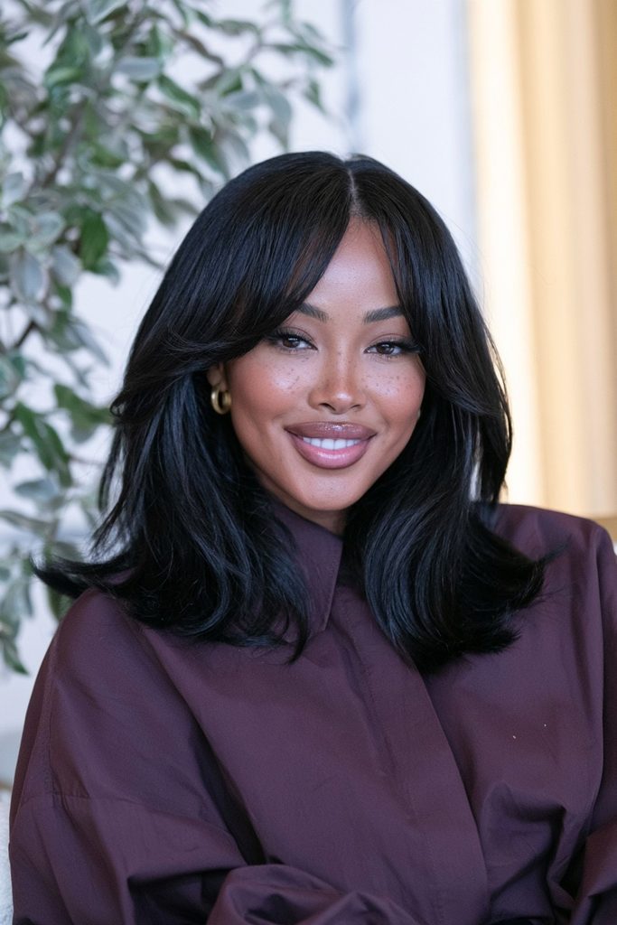 Curtain bang quick weave bob hairstyle