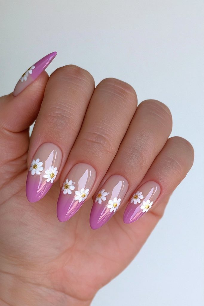 Daisy negative-space jelly nails