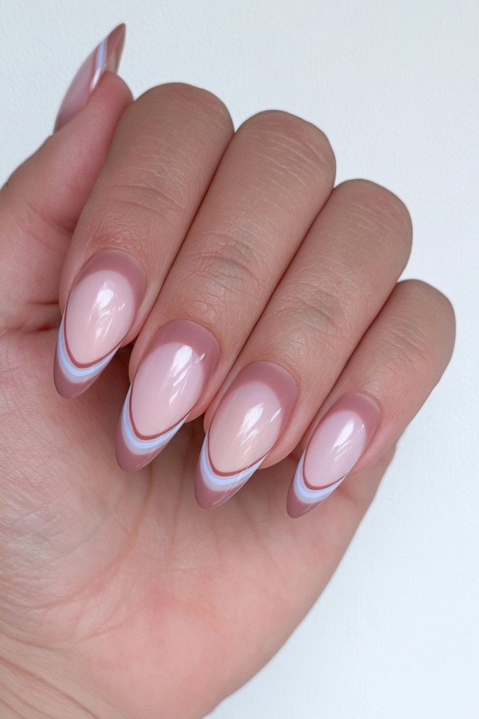 25 Mocha Mousse Nails Ideas for a Cozy, Creamy Manicure 9 Double mocha French tip nails