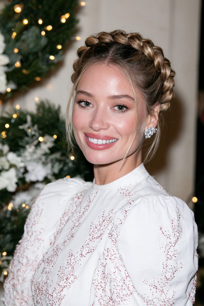 20 Christmas Wedding Hairstyles for Long Hair 11 Dutch braid updo for winter weddings