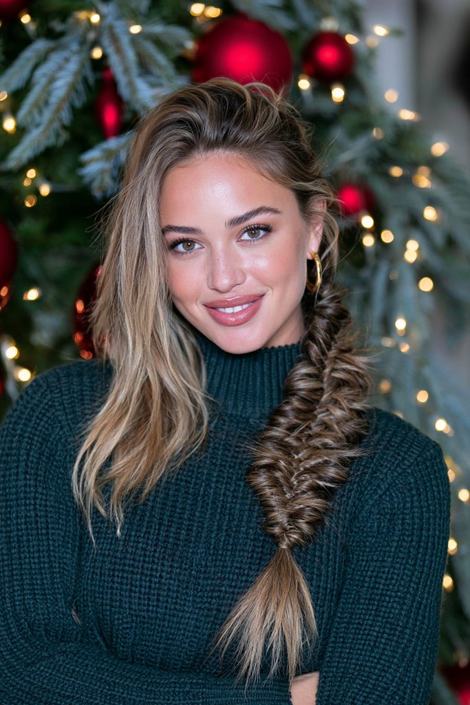 Textured Dutch fishtail braid hairstyle