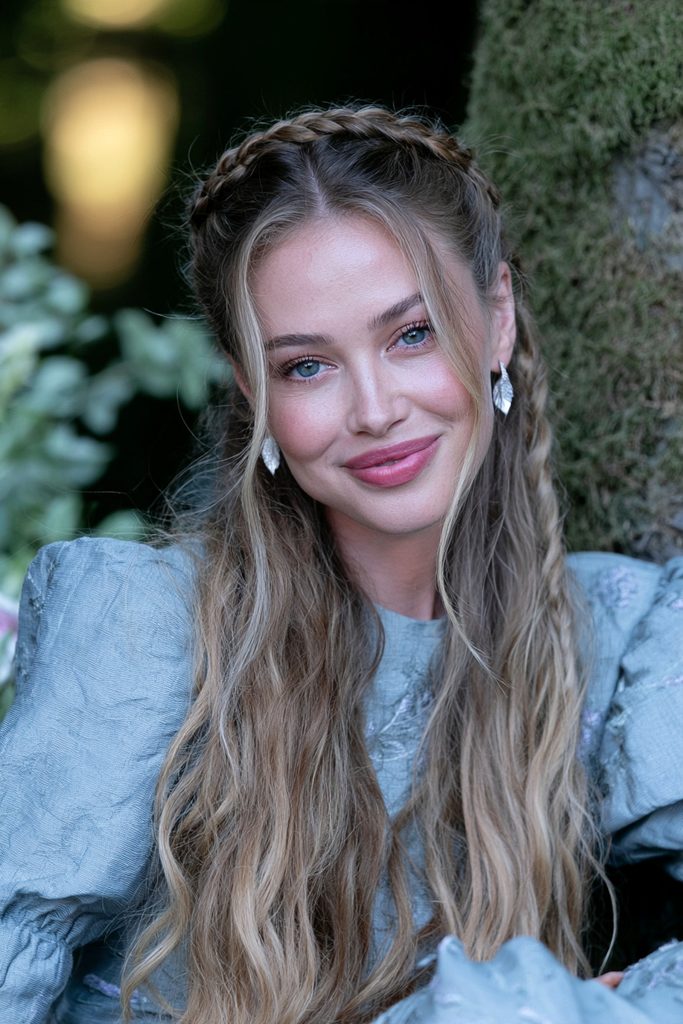 Elven half-up hairstyle with side braids