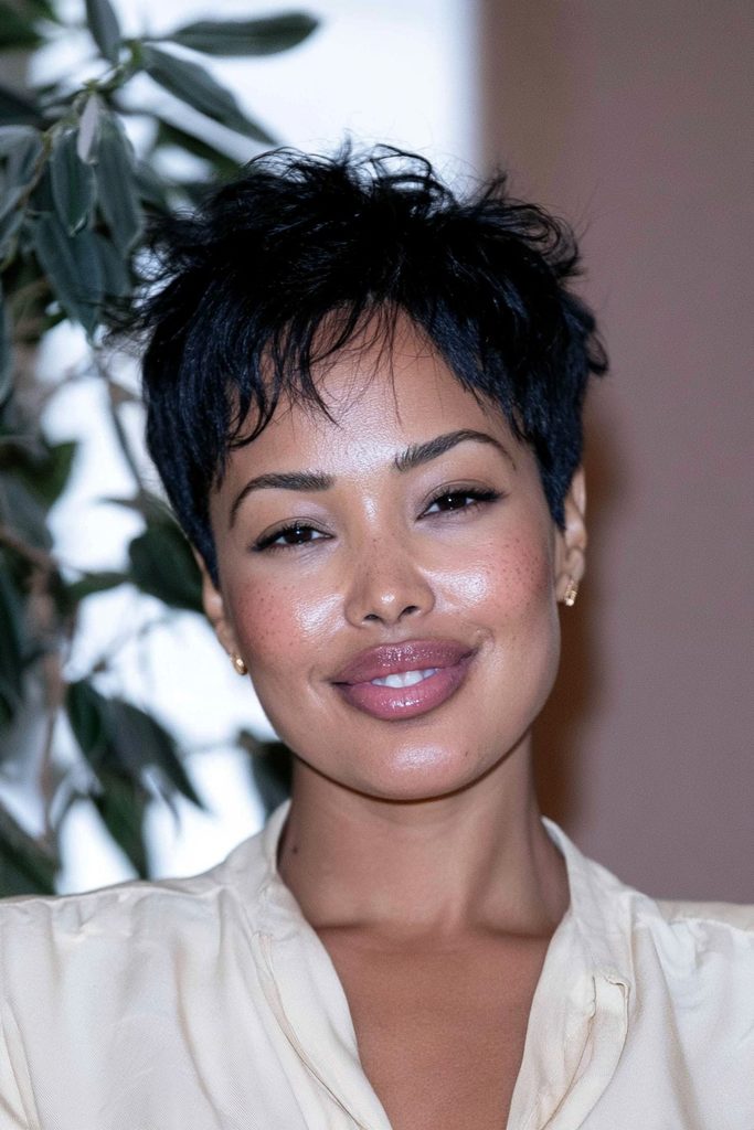 Feathered pixie crop quick weave hairstyle