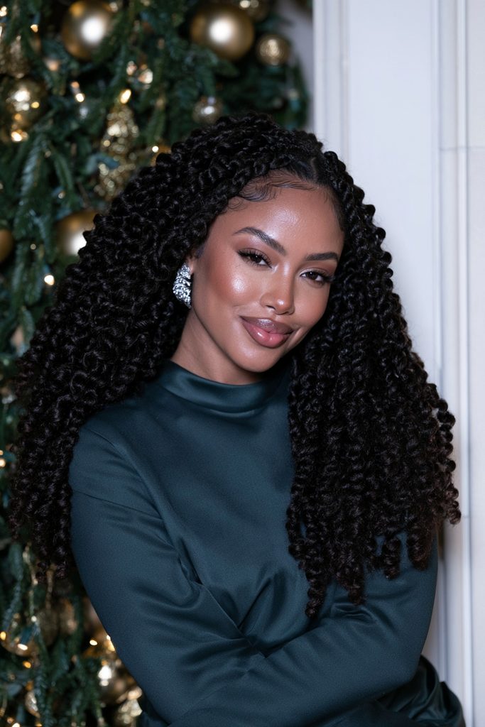 French curl braids festive hairstyle